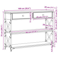 Produktbild för Konsol Bord med låda med hylla artisan ek 100 x 28 x 75 cm