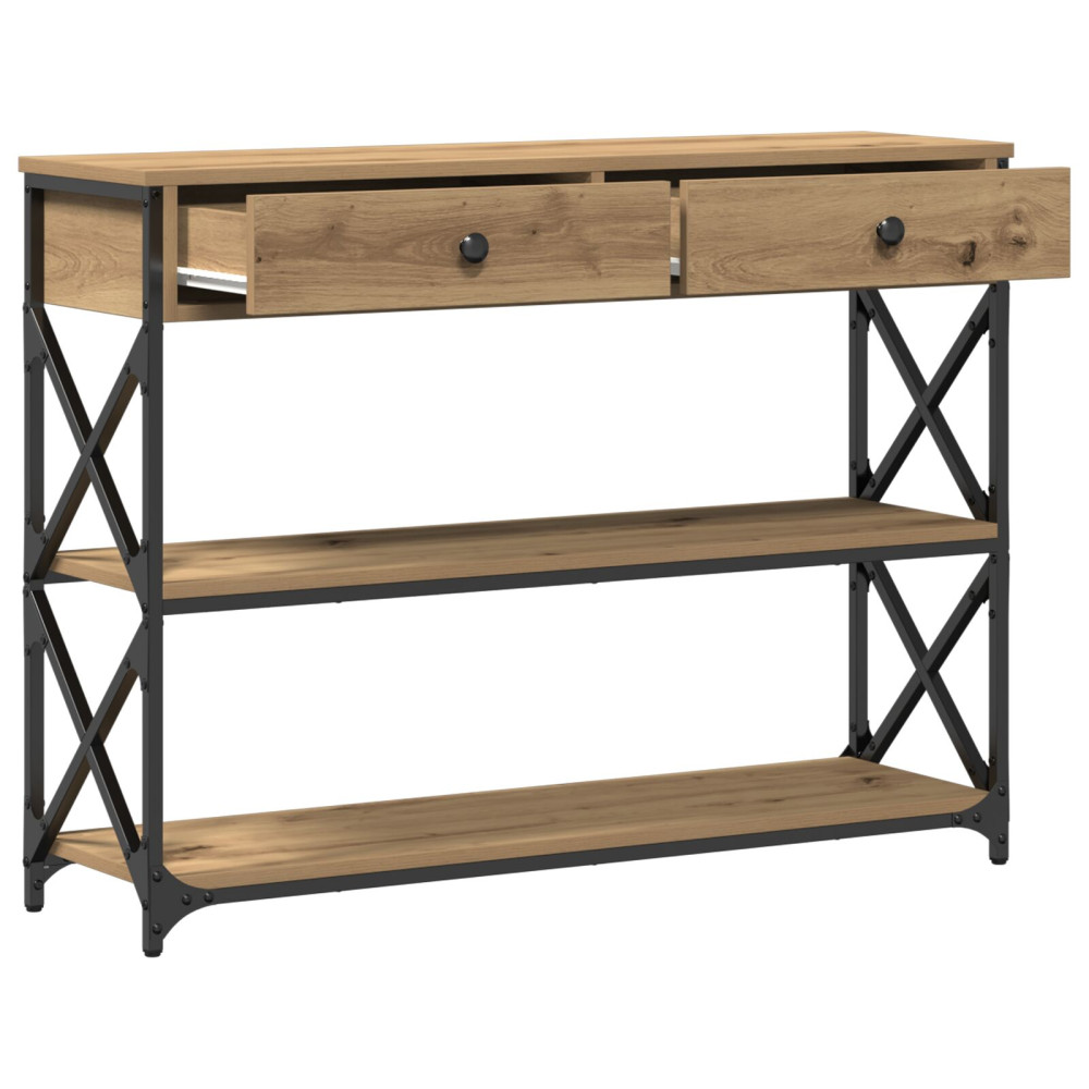 Produktbild för Konsol Bord med låda med hylla artisan ek 100 x 28 x 75 cm