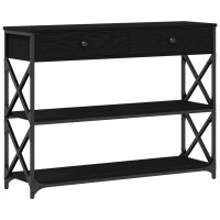 Produktbild för Konsol Bord med låda med hylla Svart ek 100 x 28 x 75 cm