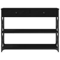 Produktbild för Konsol Bord med låda med hylla Svart ek 100 x 28 x 75 cm
