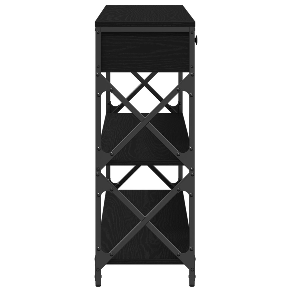 Produktbild för Konsol Bord med låda med hylla Svart ek 100 x 28 x 75 cm