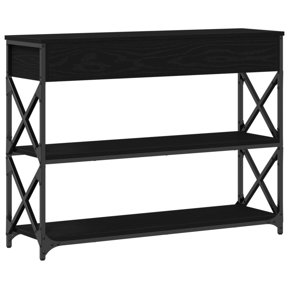 Produktbild för Konsol Bord med låda med hylla Svart ek 100 x 28 x 75 cm