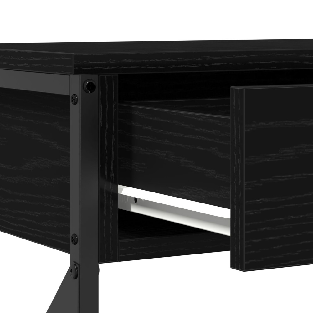 Produktbild för Konsol Bord med låda med hylla Svart ek 100 x 28 x 75 cm
