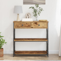 Produktbild för Konsol Bord med låda med hylla Gammalt trä 75 x 28 x 75 cm