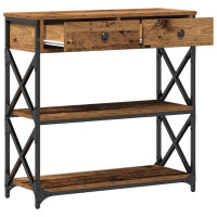 Produktbild för Konsol Bord med låda med hylla Gammalt trä 75 x 28 x 75 cm