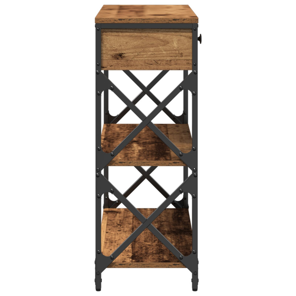 Produktbild för Konsol Bord med låda med hylla Gammalt trä 75 x 28 x 75 cm
