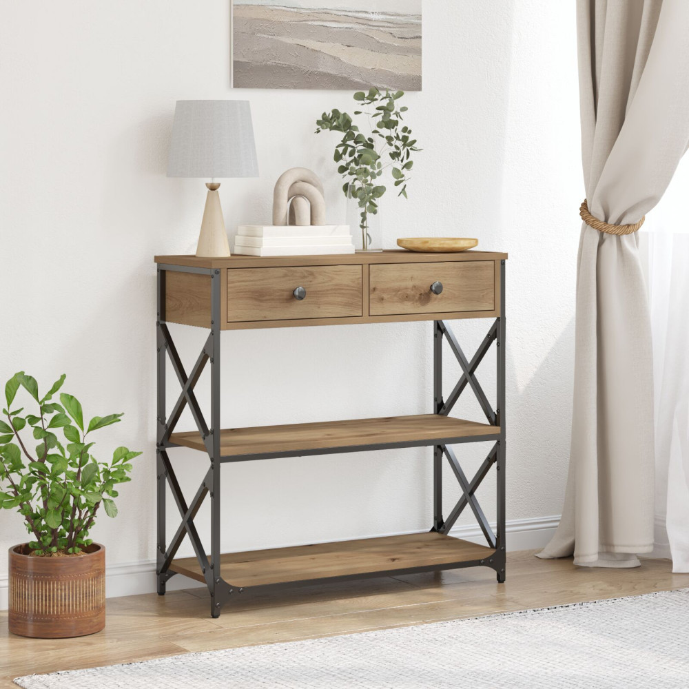 Produktbild för Konsol Bord med låda med hylla artisan ek 75 x 28 x 75 cm