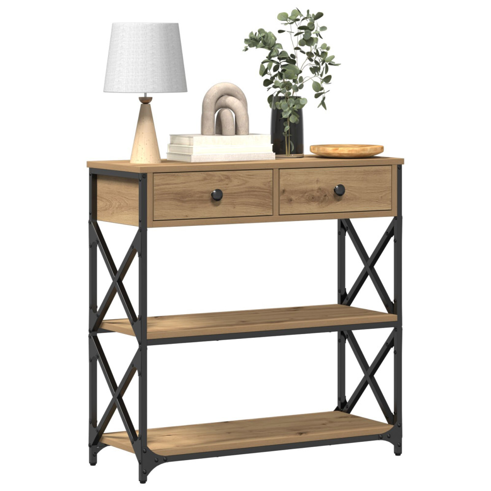 Produktbild för Konsol Bord med låda med hylla artisan ek 75 x 28 x 75 cm