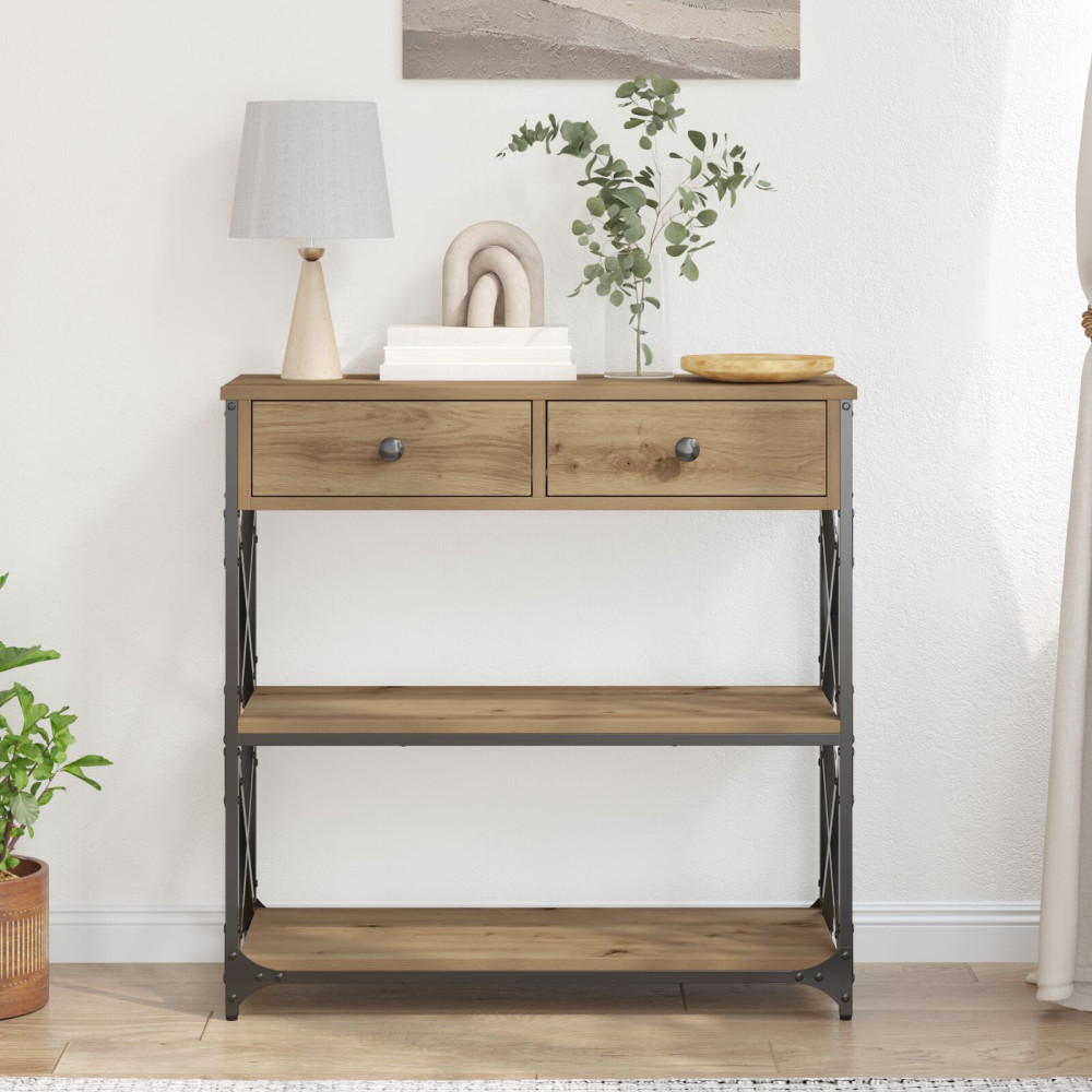 Produktbild för Konsol Bord med låda med hylla artisan ek 75 x 28 x 75 cm