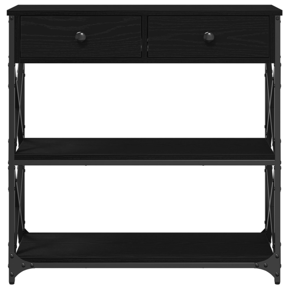 Produktbild för Konsol Bord med låda med hylla Svart ek 75 x 28 x 75 cm