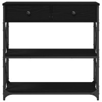 Produktbild för Konsol Bord med låda med hylla Svart ek 75 x 28 x 75 cm