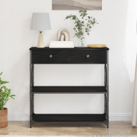Produktbild för Konsol Bord med låda med hylla Svart ek 75 x 28 x 75 cm