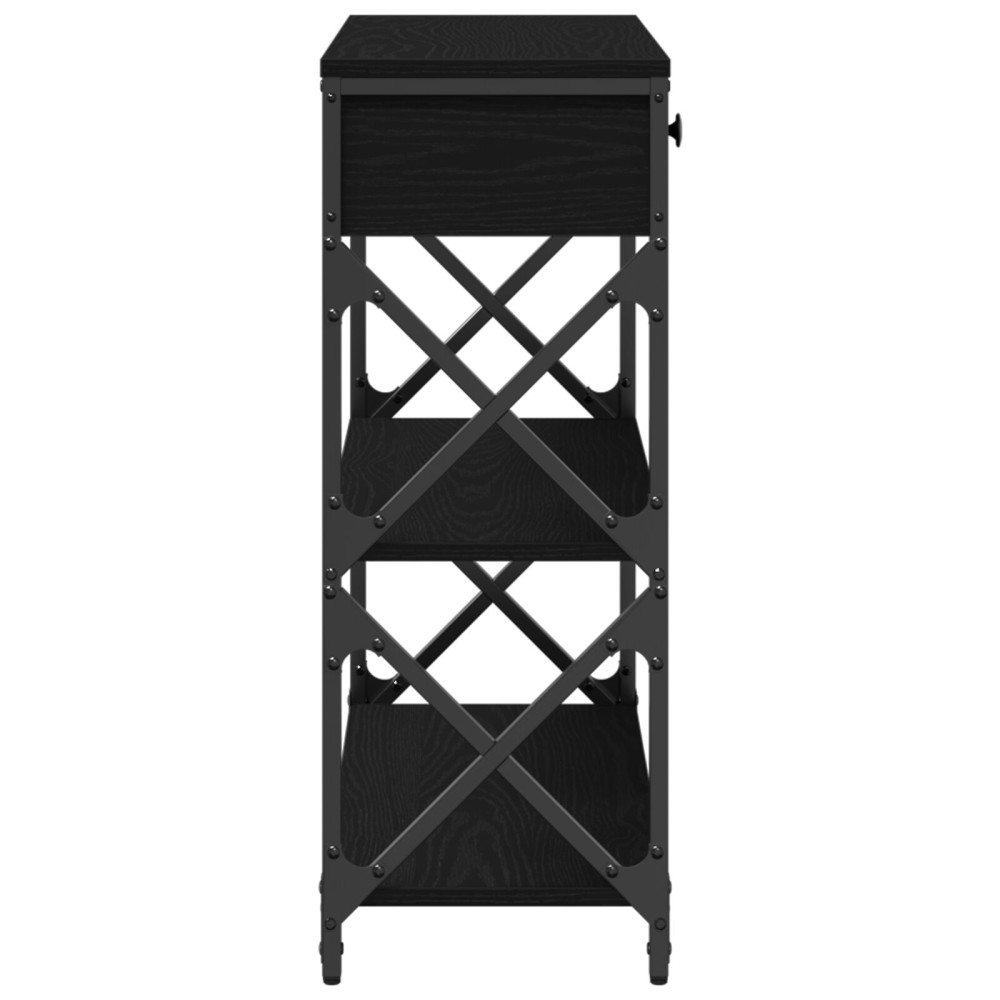 Produktbild för Konsol Bord med låda med hylla Svart ek 75 x 28 x 75 cm