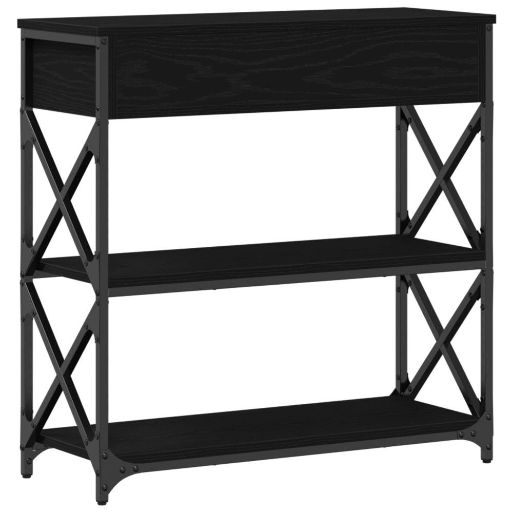 Produktbild för Konsol Bord med låda med hylla Svart ek 75 x 28 x 75 cm