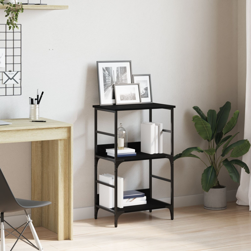 Produktbild för Hyllsystem Svart Ek 50 x 33 x 82 cm Konstruerat trä