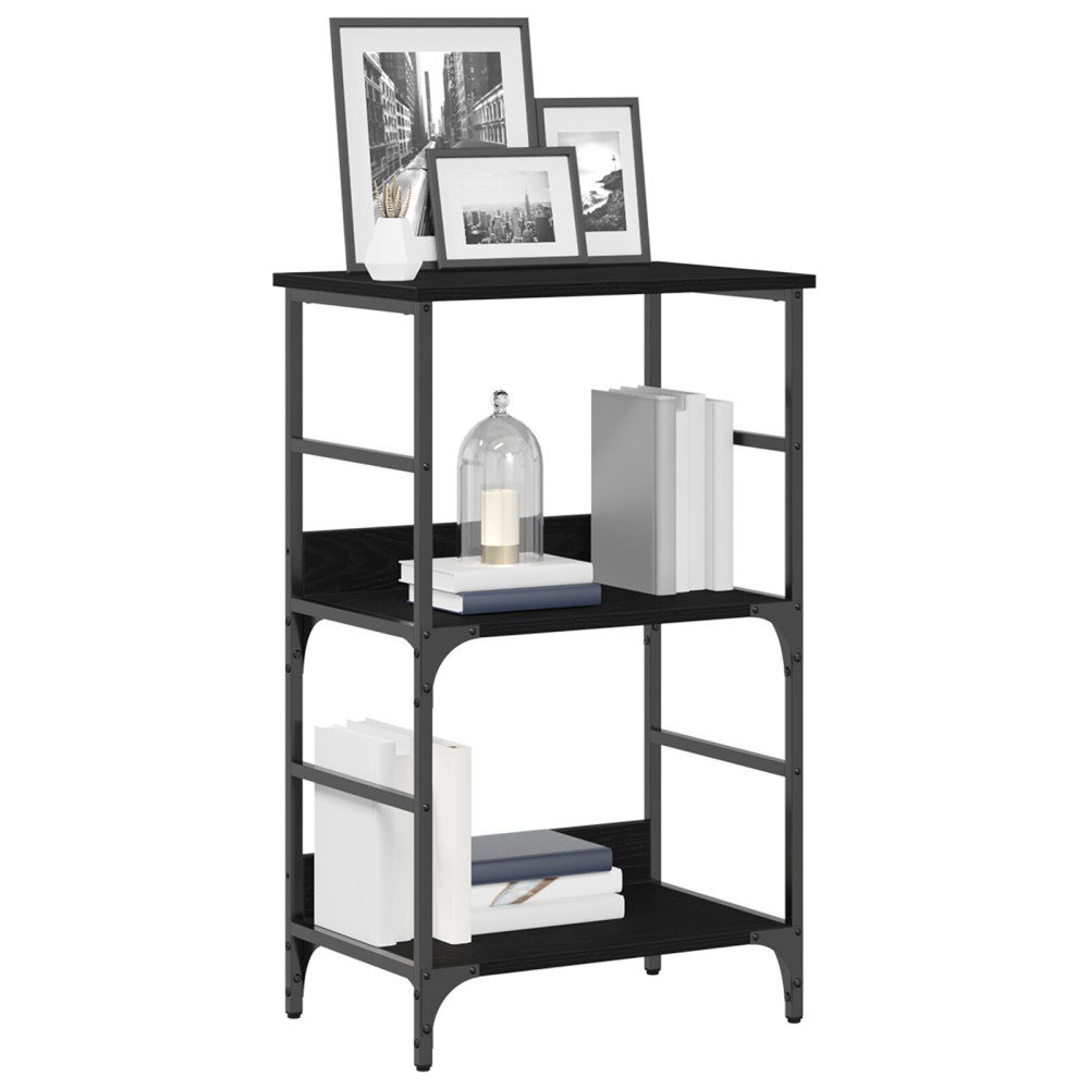 Produktbild för Hyllsystem Svart Ek 50 x 33 x 82 cm Konstruerat trä
