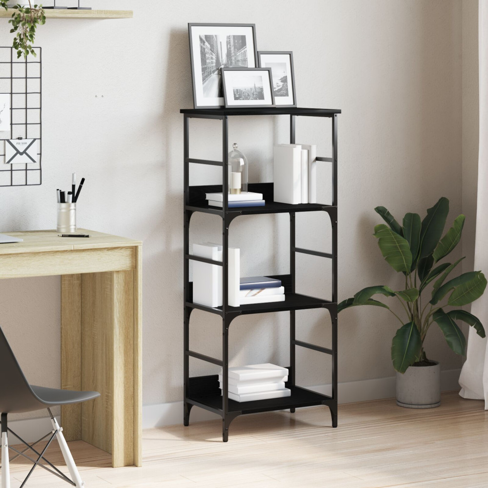 Produktbild för Hyllsystem Svart Ek 50 x 33 x 117,5 cm Konstruerat trä