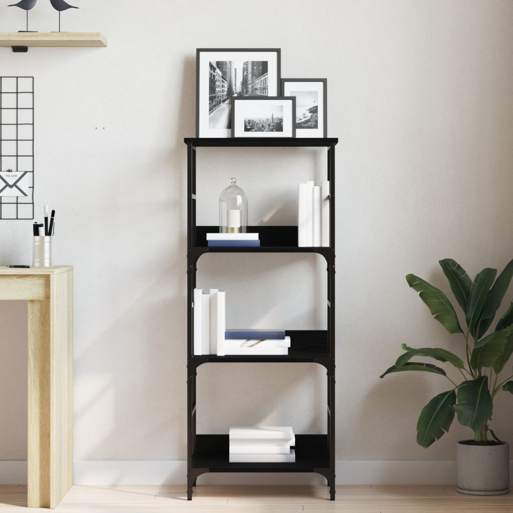 Produktbild för Hyllsystem Svart Ek 50 x 33 x 117,5 cm Konstruerat trä