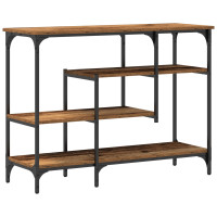 Produktbild för Konsolbord med hylla med lagring Gammalt trä 100 x 35 x 75 cm