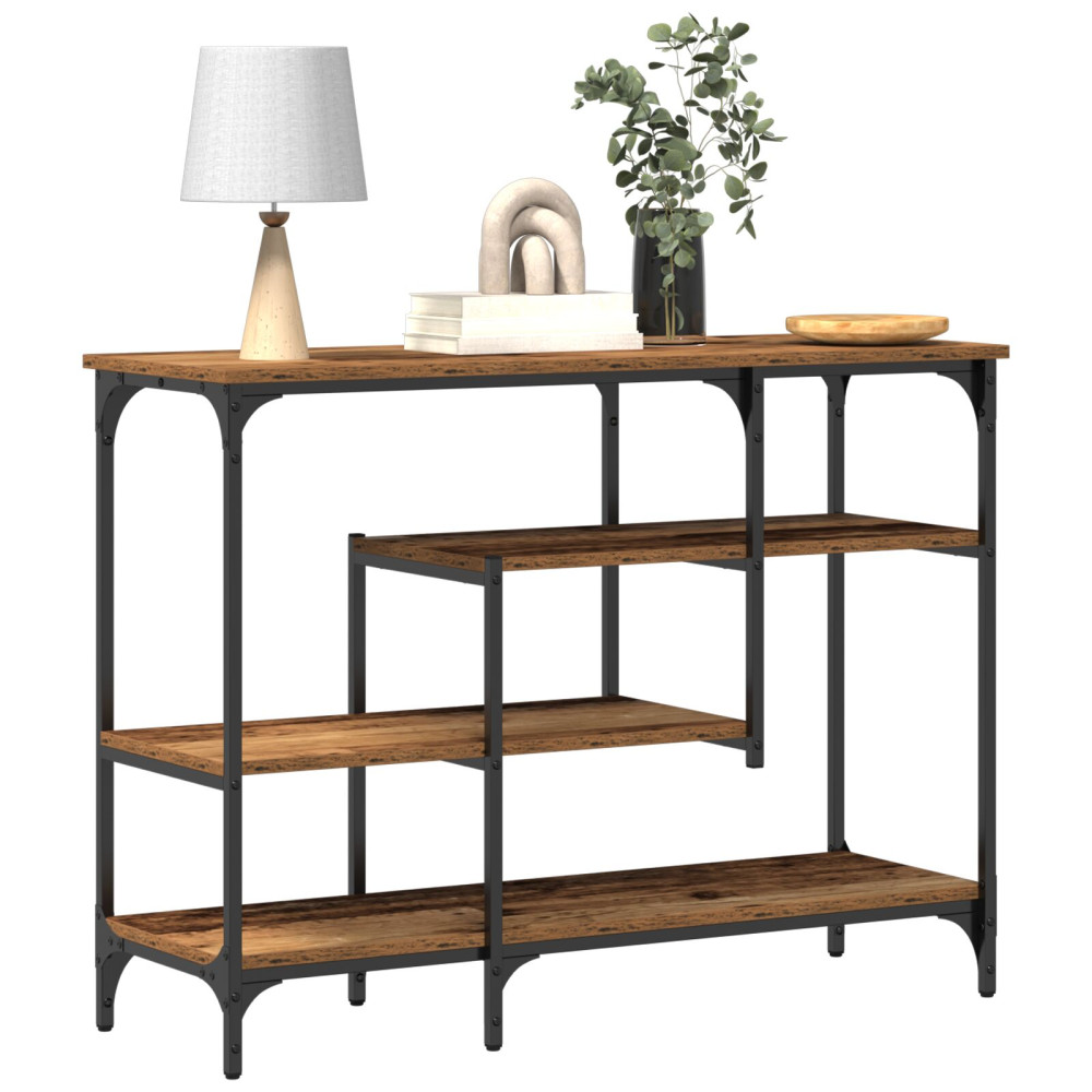 Produktbild för Konsolbord med hylla med lagring Gammalt trä 100 x 35 x 75 cm
