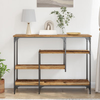 Produktbild för Konsolbord med hylla med lagring Gammalt trä 100 x 35 x 75 cm