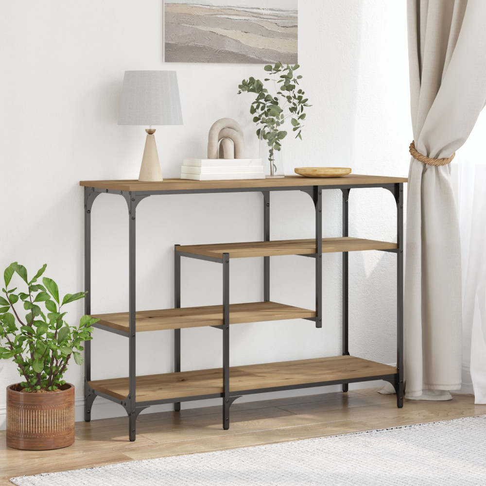 Produktbild för Konsolbord med hylla med lagring artisan ek 100 x 35 x 75 cm