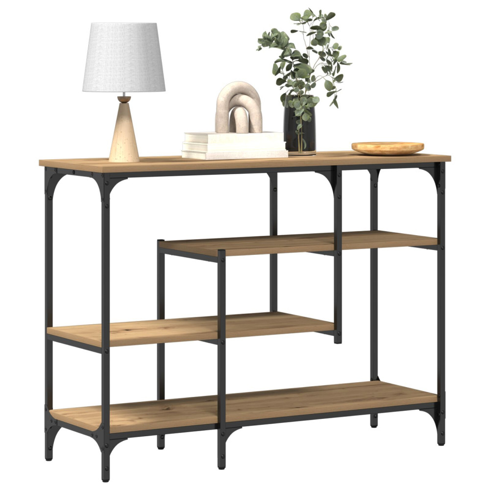Produktbild för Konsolbord med hylla med lagring artisan ek 100 x 35 x 75 cm
