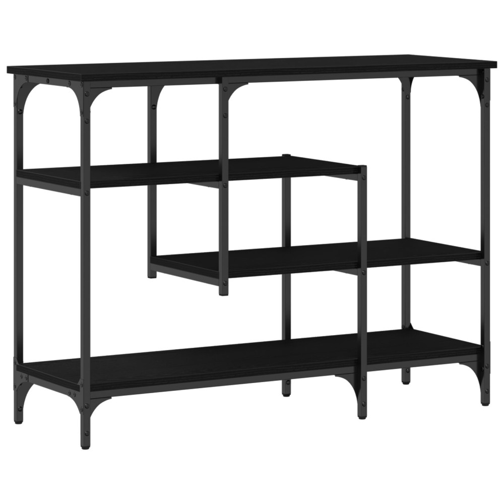 Produktbild för Konsolbord med hylla med lagring Svart ek 100 x 35 x 75 cm