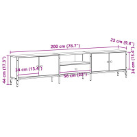 Produktbild för TV-skåp med låda Svart ek 200 x 25 x 44 cm Konstruerat trä