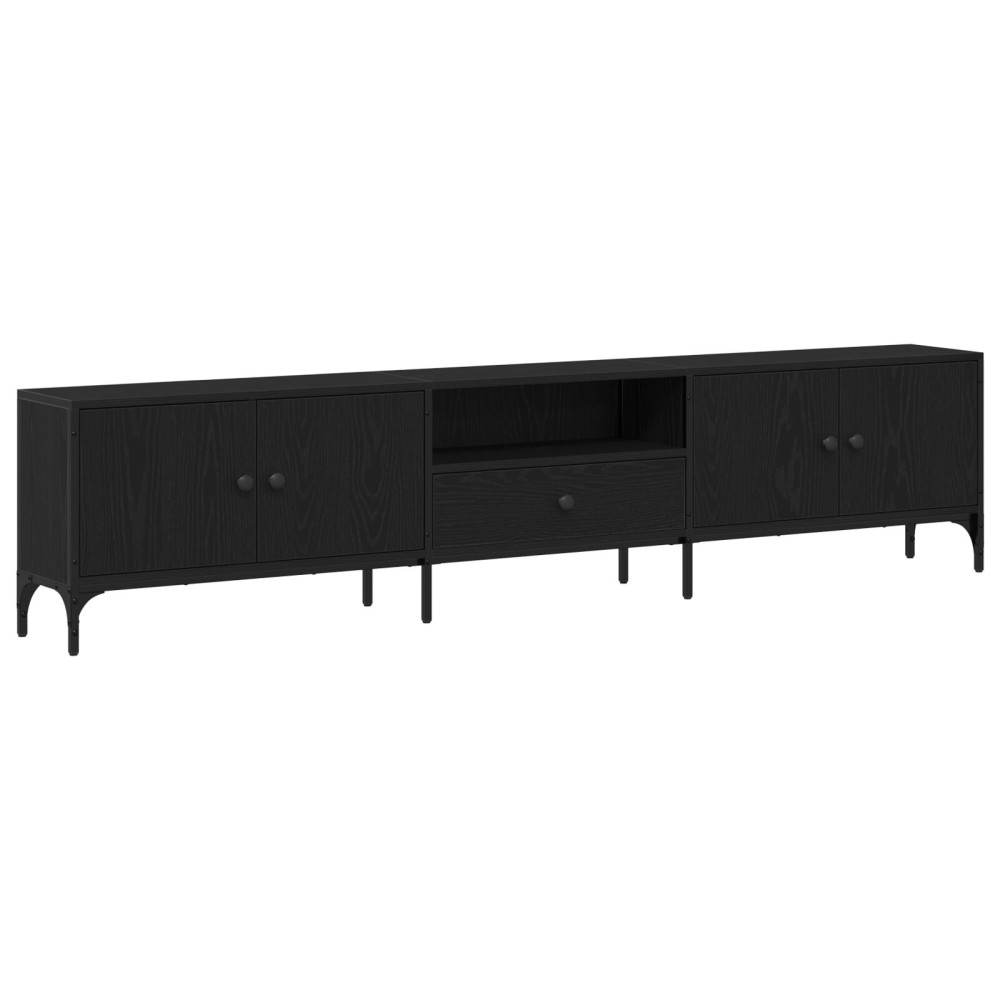 Produktbild för TV-skåp med låda Svart ek 200 x 25 x 44 cm Konstruerat trä