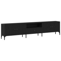 Produktbild för TV-skåp med låda Svart ek 200 x 25 x 44 cm Konstruerat trä