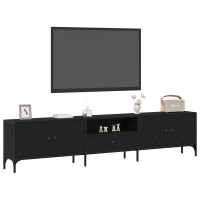 Produktbild för TV-skåp med låda Svart ek 200 x 25 x 44 cm Konstruerat trä