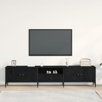 Produktbild för TV-skåp med låda Svart ek 200 x 25 x 44 cm Konstruerat trä