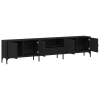 Produktbild för TV-skåp med låda Svart ek 200 x 25 x 44 cm Konstruerat trä