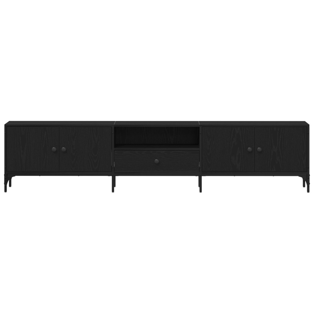 Produktbild för TV-skåp med låda Svart ek 200 x 25 x 44 cm Konstruerat trä