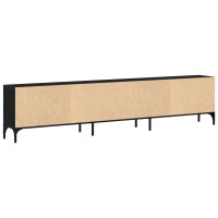 Produktbild för TV-skåp med låda Svart ek 200 x 25 x 44 cm Konstruerat trä
