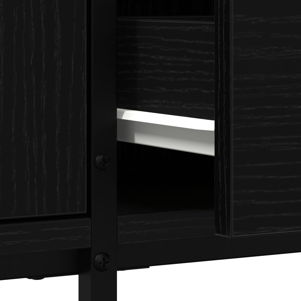 Produktbild för TV-skåp med låda Svart ek 200 x 25 x 44 cm Konstruerat trä