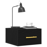 Produktbild för Nattduksbord Svart Ek 35 x 35 x 20 cm Konstruerat trä