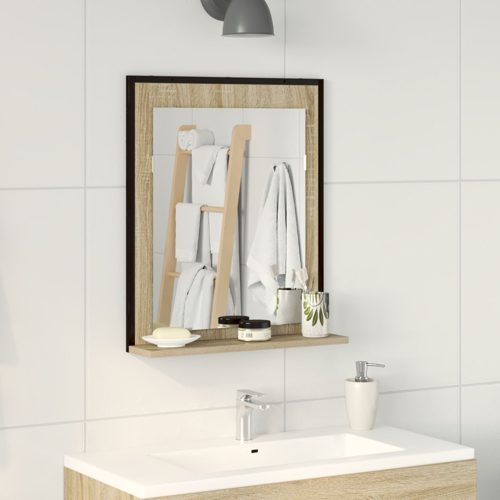 Produktbild för Badrumsspegel Svart 50 x 12 x 60 cm Glas och konstruerat trä