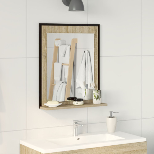 vidaXL Badrumsspegel Svart 50 x 12 x 60 cm Glas och konstruerat trä