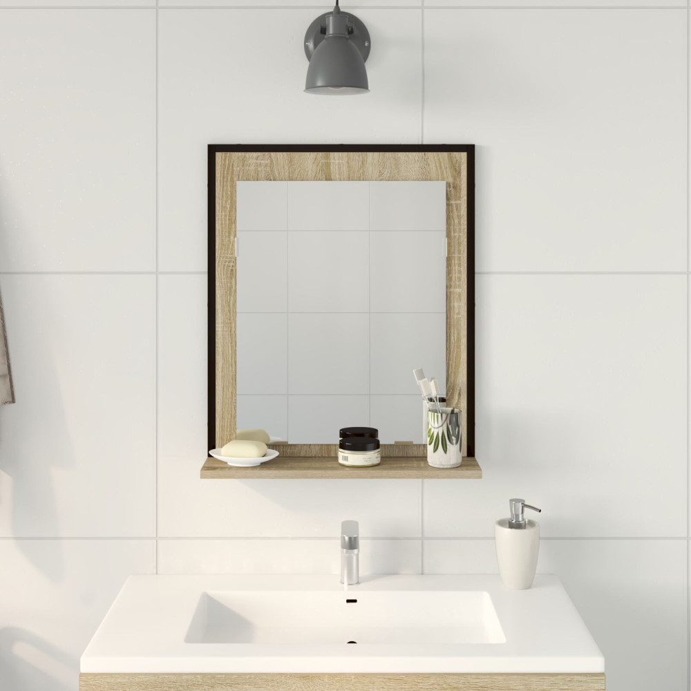 Produktbild för Badrumsspegel Svart 50 x 12 x 60 cm Glas och konstruerat trä