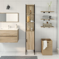 Produktbild för Badrumsskåp med hylla Sonoma 33 x 33 x 185,5 cm Konstruerat trä