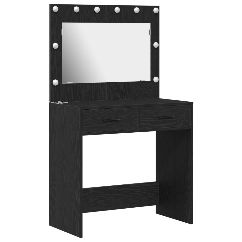 Produktbild för Smyckebord med låda Svart Ek 78,5 x 41 x 135 cm Konstruerat trä