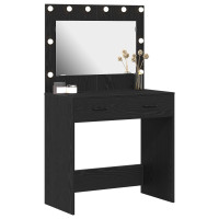 Produktbild för Smyckebord med låda Svart Ek 78,5 x 41 x 135 cm Konstruerat trä