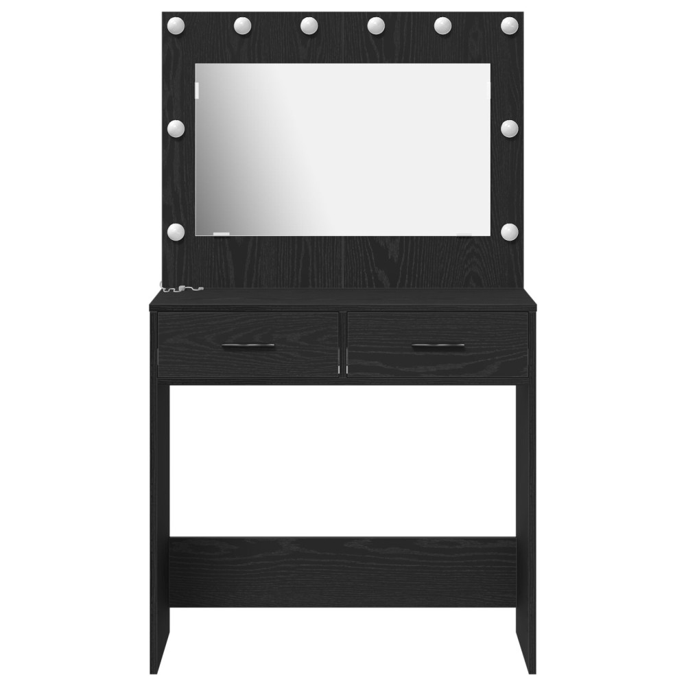 Produktbild för Smyckebord med låda Svart Ek 78,5 x 41 x 135 cm Konstruerat trä