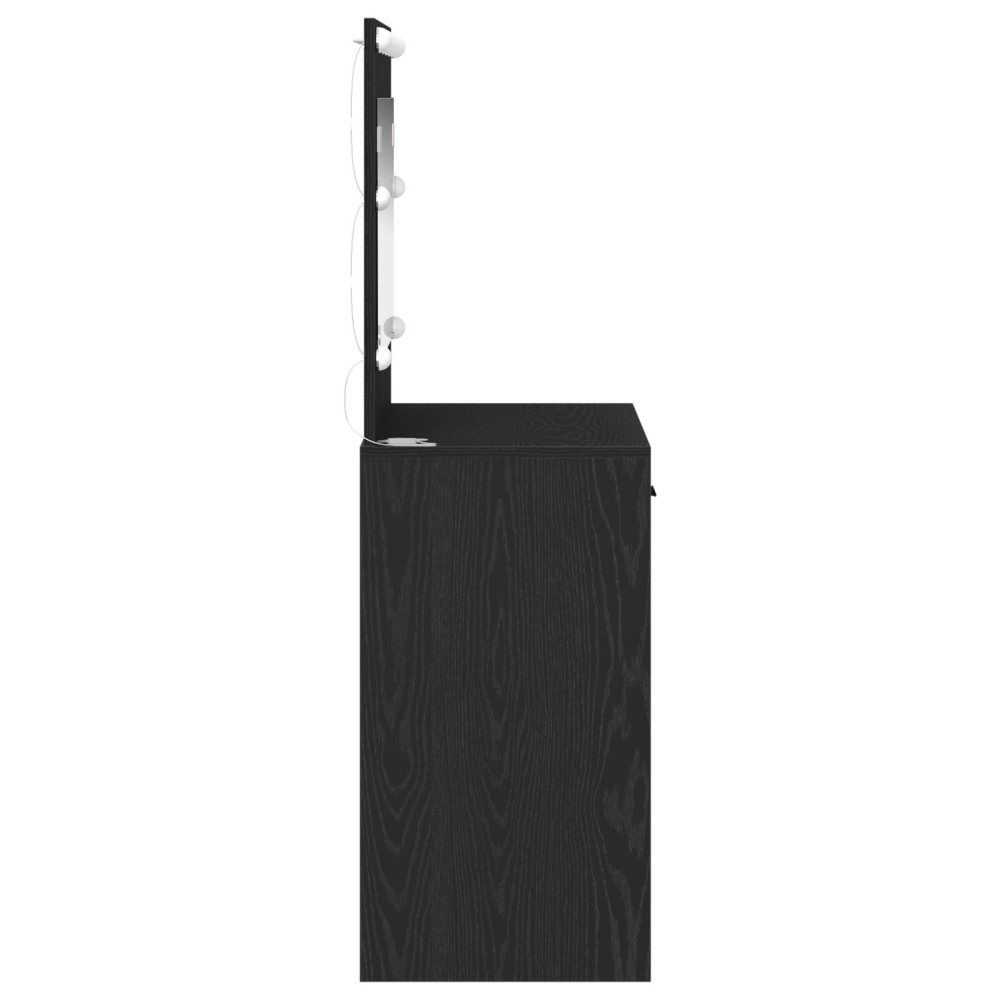 Produktbild för Smyckebord med låda Svart Ek 78,5 x 41 x 135 cm Konstruerat trä