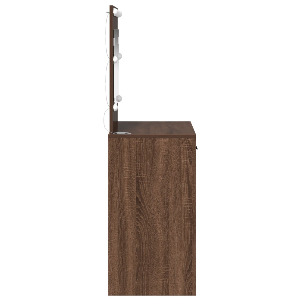 Produktbild för Smyckebord med låda Brun Ek 78,5 x 41 x 135 cm Konstruerat trä