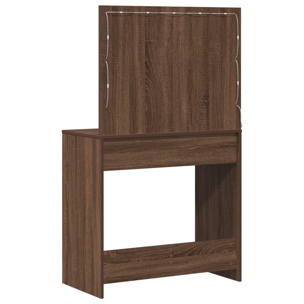 Produktbild för Smyckebord med låda Brun Ek 78,5 x 41 x 135 cm Konstruerat trä