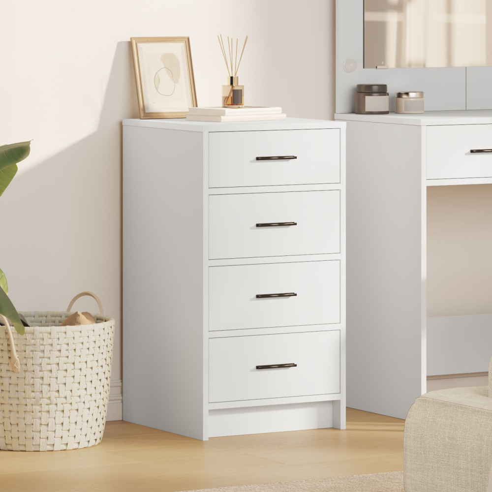 Produktbild för Sideboard med låda Vit 40 x 41 x 75 cm Konstruerat trä