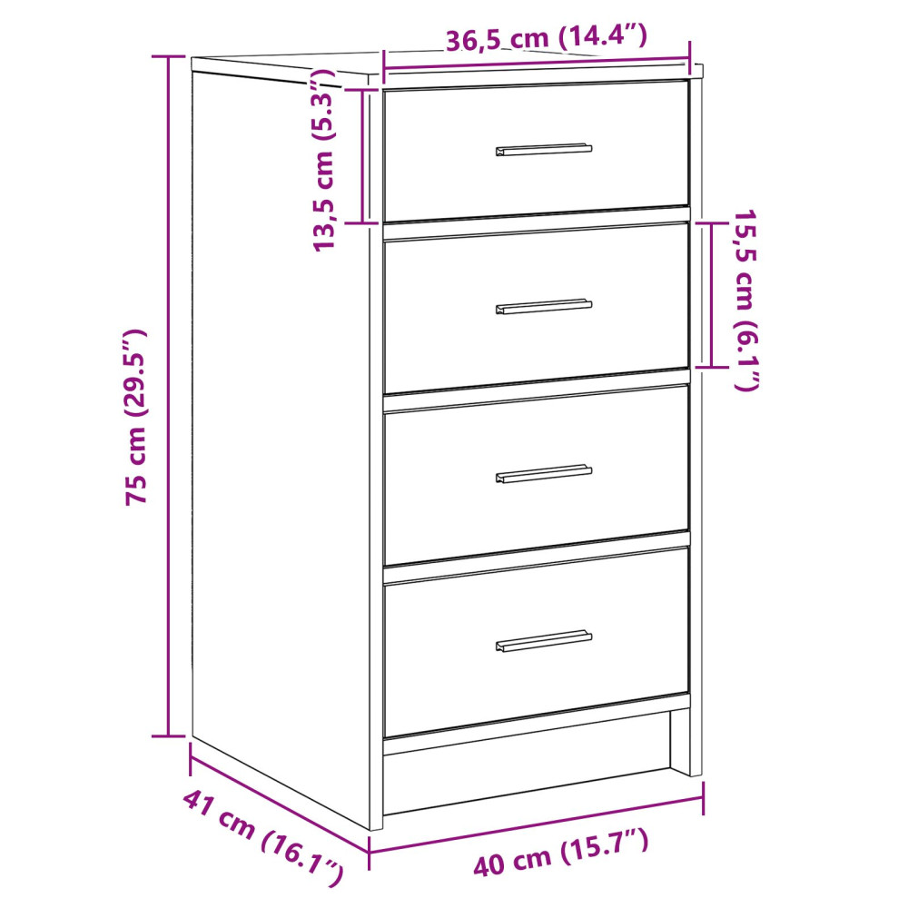 Produktbild för Sideboard med låda Sonoma ek 40 x 41 x 75 cm Konstruerat trä